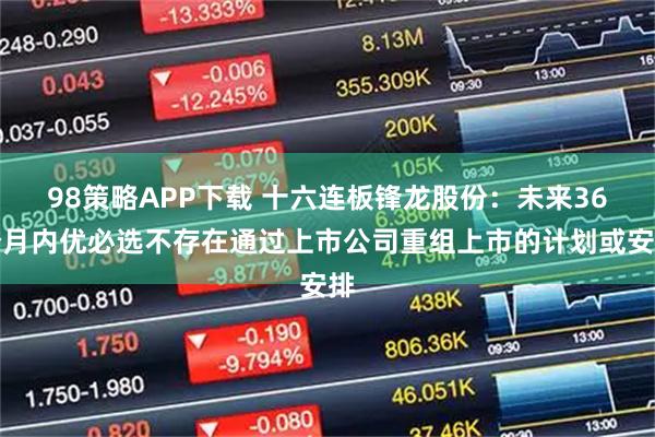 98策略APP下载 十六连板锋龙股份：未来36个月内优必选不存在通过上市公司重组上市的计划或安排